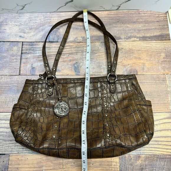 Relic Faux Alligator Shoulder Handbag Purse Brown Double Handle - Picture 16 of 16